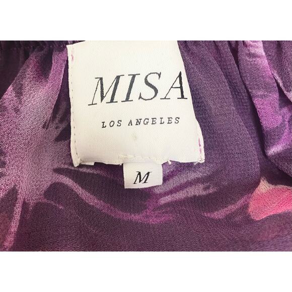 MISA LOS ANGELES Purple Floral Ruffled Off the Shoulder Maxi Dress US MEDIUM - Picture 13 of 15